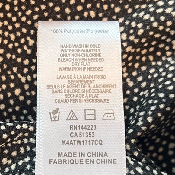 NWT BISHOP + YOUNG Women's Satin Black Polka Dots Long Sleeve Blouse Sz L - Picture 12 of 14